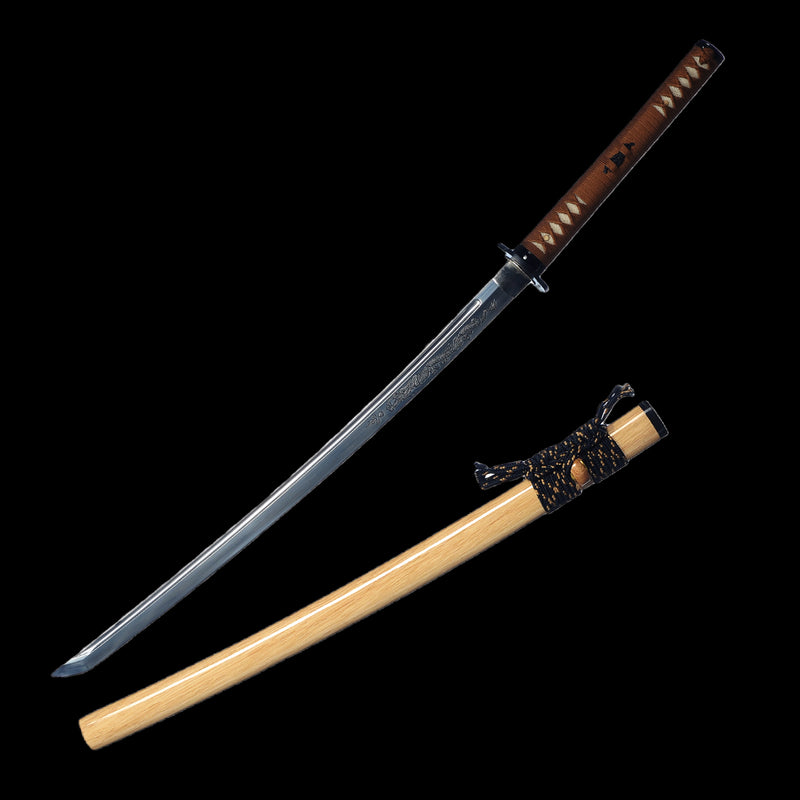 Handgeschmiedetes japanisches Samurai-Katana-Schwert Klinge aus 1095 Hartstahl mit handgraviertem Drachen - COOLKATANA 