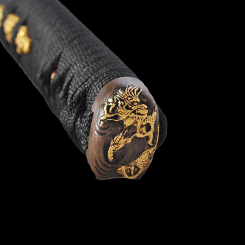 Handgeschmiedetes japanisches Samurai-Katana-Schwert 1095 High Carbon Steel Clay Tempered Black Blade Functional - COOLKATANA 