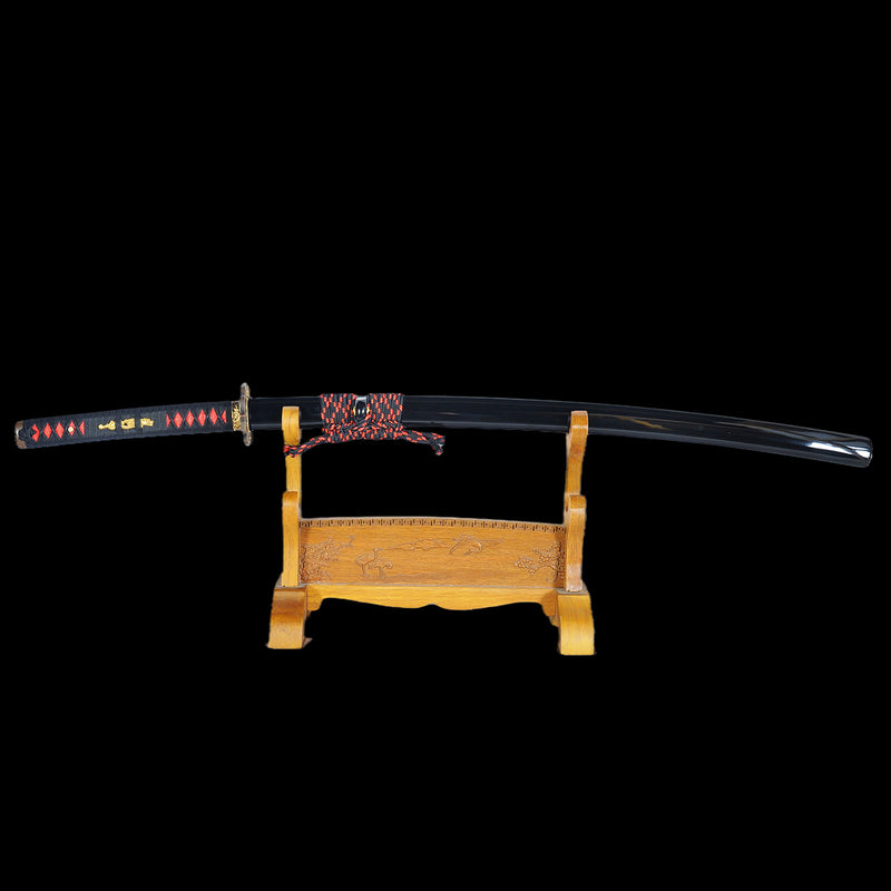Handgeschmiedetes japanisches Samurai-Katana-Schwert 1095 High Carbon Steel Clay Tempered Black Blade Functional - COOLKATANA 