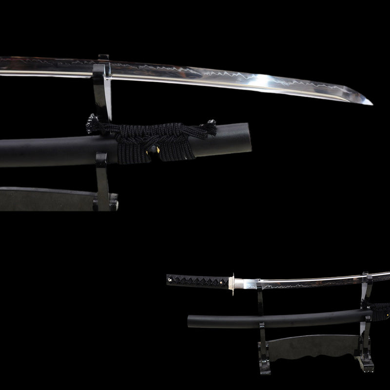 Hand Forged Japanese Samurai Katana Sword 1095 High Carbon Steel Clay Tempered Silver Tsuba Full Tang 