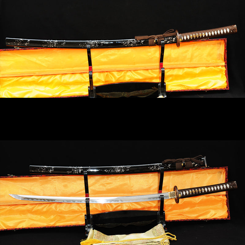 Hand Forged Japanese Samurai Katana Sword 1095 High Carbon Steel Coppe 