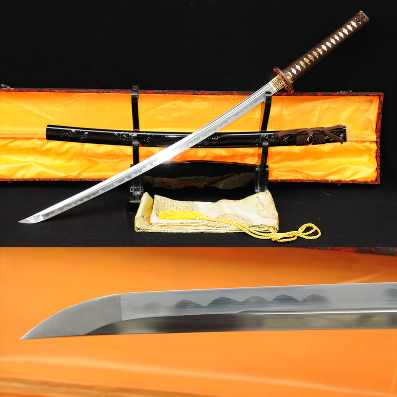 Hand Forged Japanese Samurai Katana Sword 1095 High Carbon Steel Coppe 