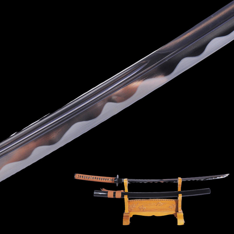 Handgeschmiedetes japanisches Samurai-Katana-Schwert 1095 Kohlenstoffstahl Fake Hamon Full Tang - COOLKATANA 