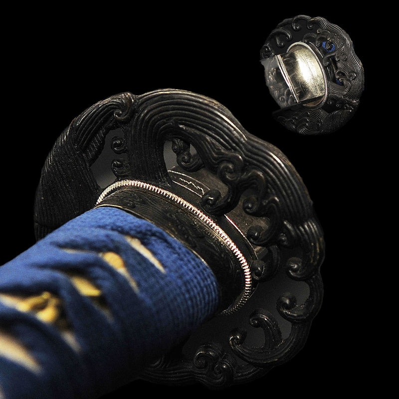 Handgeschmiedetes japanisches Samurai-Katana-Schwert 1095 Hartstahl Handgezeichnete Wellen-Saya - COOLKATANA 