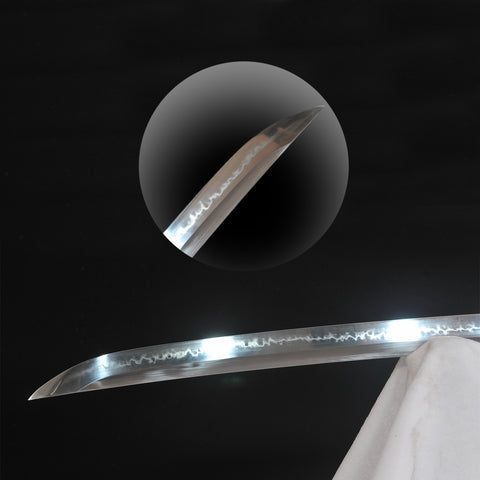Hand Forged Japanese Samurai Katana Sword 1095 High Carbon Steel Shobu-Zukuri Choji Hamon-COOLKATANA-SL-1374-U