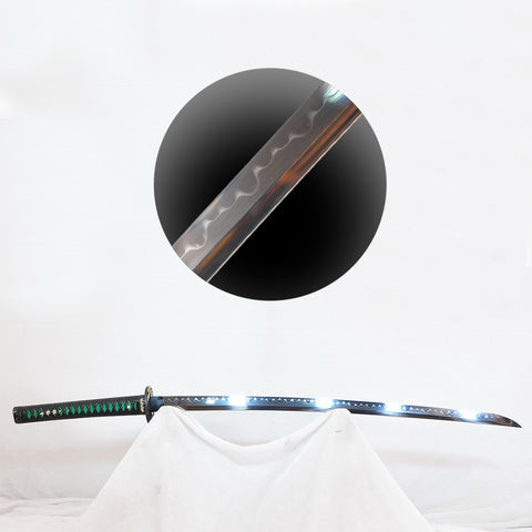 Hand Forged Japanese Samurai Katana Sword 1095 Steel O-Kissaki Clay Tempered Rayskin Saya Bamboo Tsuba-COOLKATANA-SL-1351-U