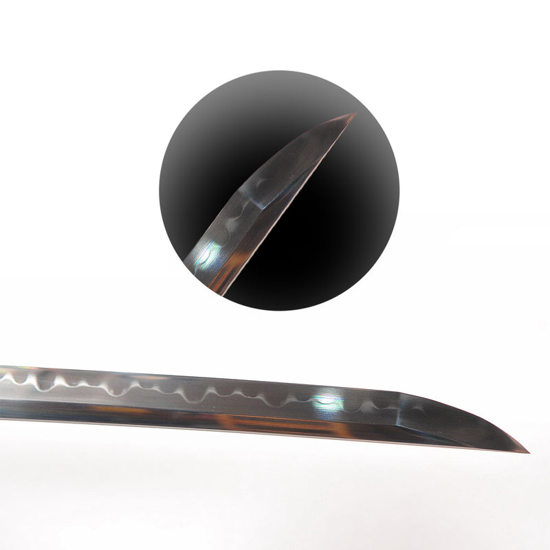 Hand Forged Japanese Samurai Katana Sword 1095 Steel O-Kissaki Clay Tempered Rayskin Saya Bamboo Tsub 