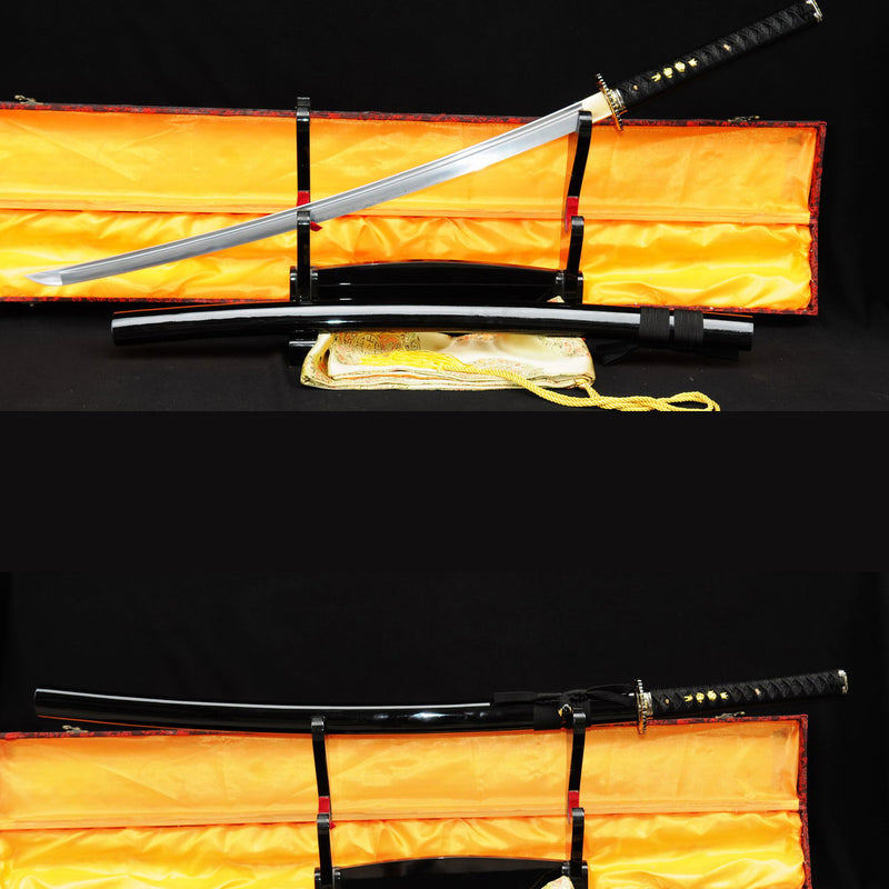 Hand Forged Japanese Samurai Sword Damascus Folded Steel Blade Alloy Tsuba Genuine Rayskin 
