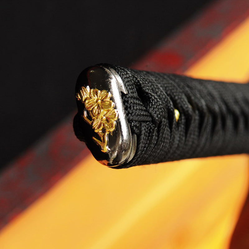 Hand Forged Japanese Samurai Sword Damascus Folded Steel Blade Alloy Tsuba Genuine Rayskin 