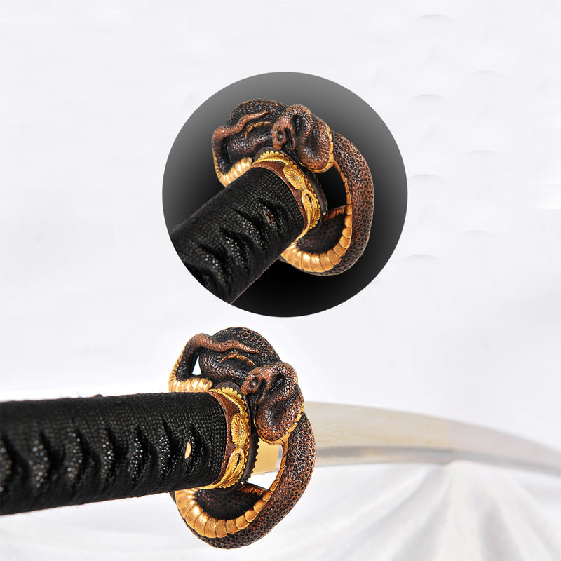 Hand Forged Japanese Samurai Katana Sword Damascus Folded Steel Copper 