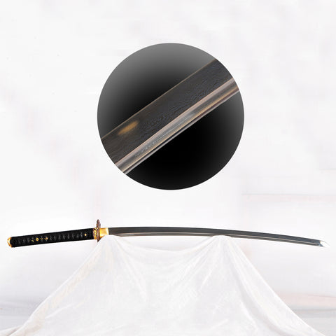 Hand Forged Japanese Samurai Katana Sword Damascus Folded Steel Copper Snake Tsuba-COOLKATANA-SL-1353-U