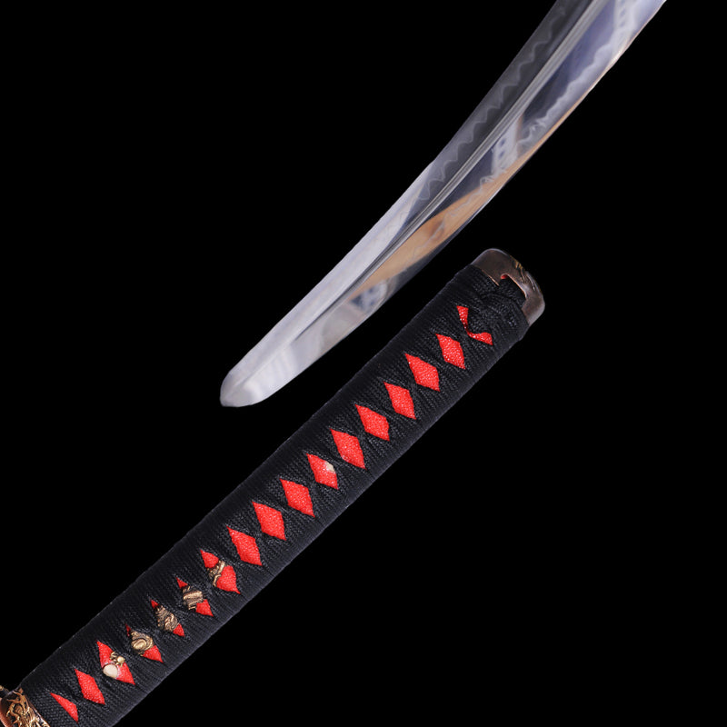 Hand Forged Japanese Samurai Katana Sword Double Edged 1095 High Carbon Steel Clay Tempered 