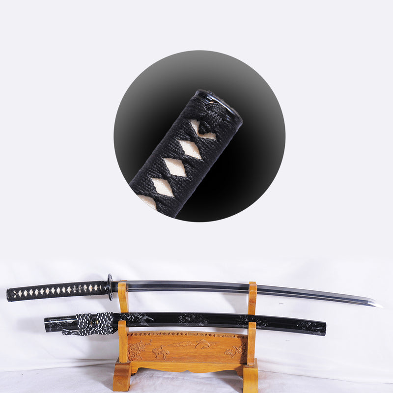 Hand Forged Japanese Samurai Katana Sword Folded Steel Abrasived Hamon 