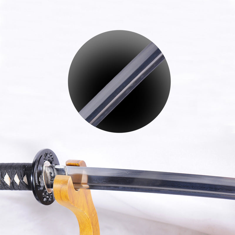 Hand Forged Japanese Samurai Katana Sword Folded Steel Abrasived Hamon 