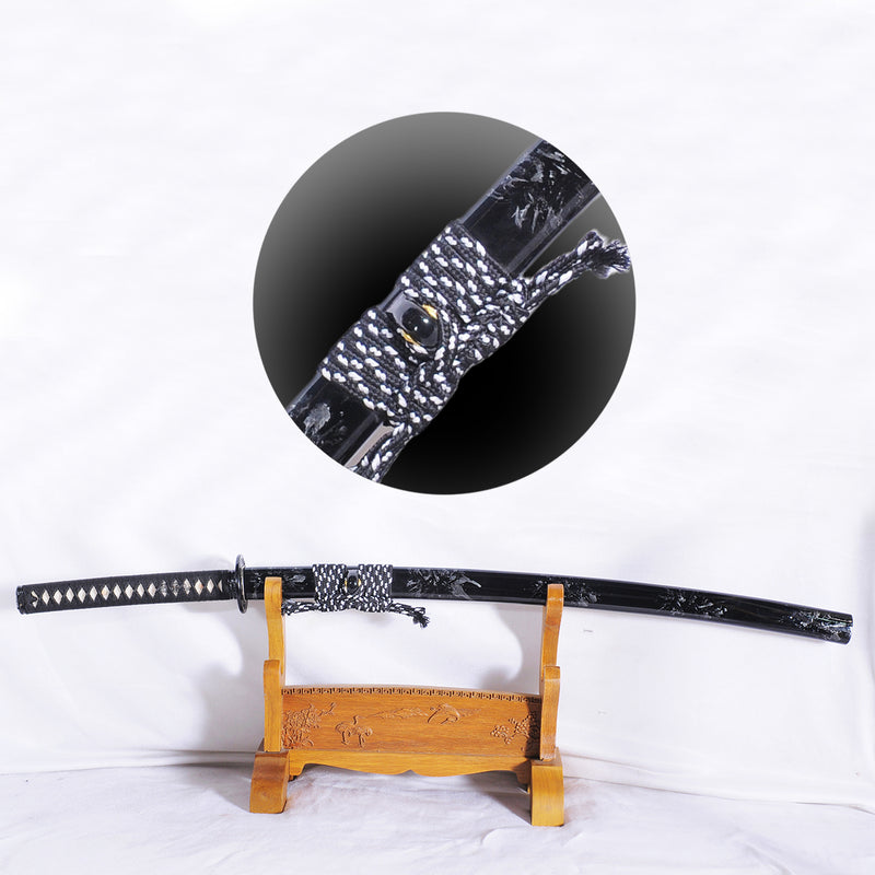 Hand Forged Japanese Samurai Katana Sword Folded Steel Abrasived Hamon 