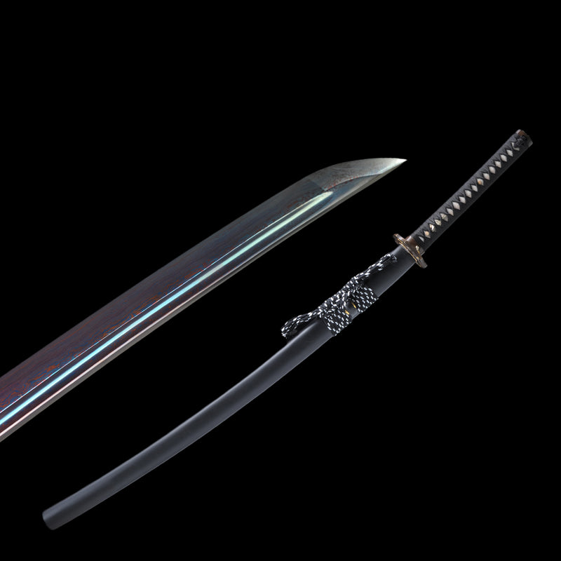 Hand Forged Japanese Samurai Katana Sword Folded Steel Blue Blade Copp 