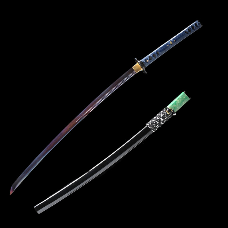 Hand Forged Japanese Samurai Katana Sword Folded Steel Blue Blade UNOK 