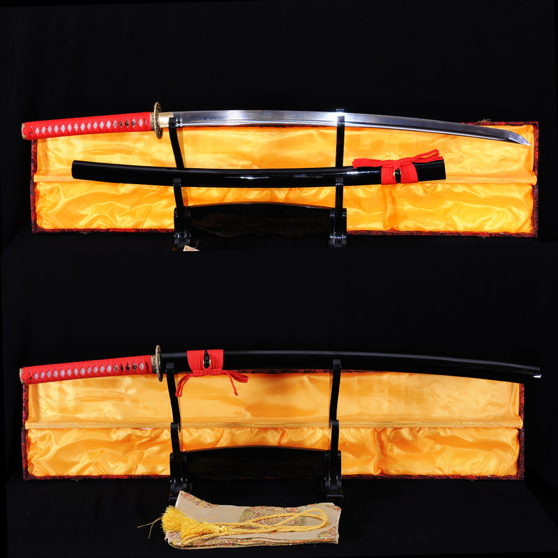 Hand Forged Japanese Samurai Katana Sword Folded Steel Brass Tsuba Ful 