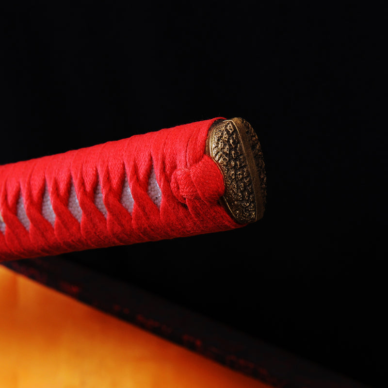 Hand Forged Japanese Samurai Katana Sword Folded Steel Brass Tsuba Ful 