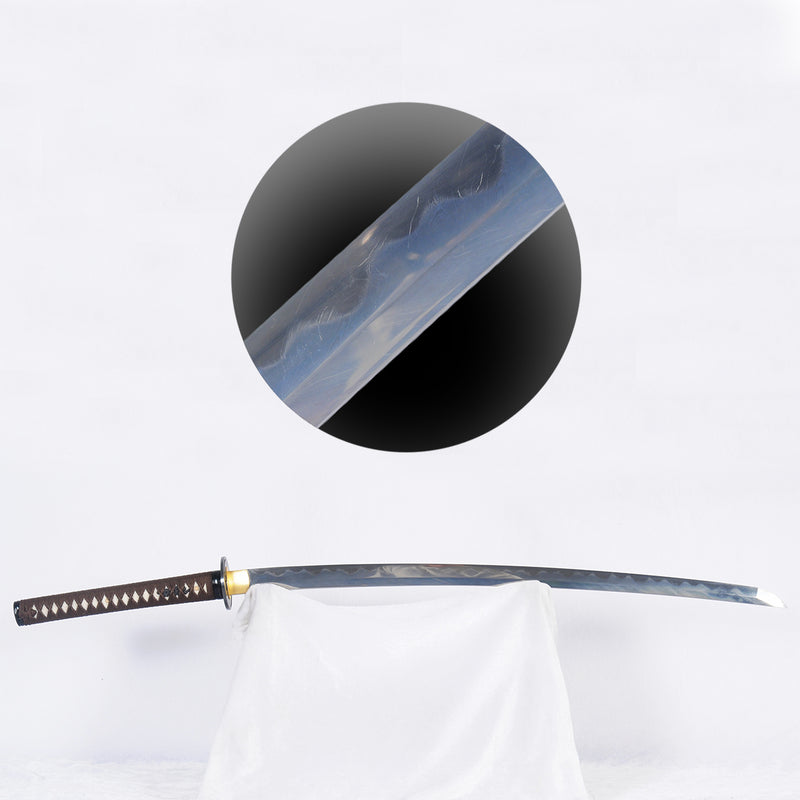 Hand Forged Japanese Samurai Katana Sword Folded Steel Clay Tempered F 
