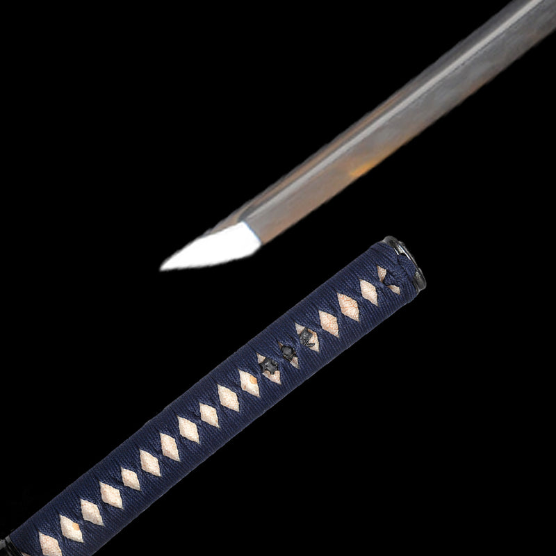Hand Forged Japanese Samurai Katana Sword Folded Steel Clay Tempered F 