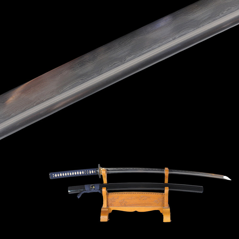 Hand Forged Japanese Samurai Katana Sword Folded Steel Clay Tempered F 