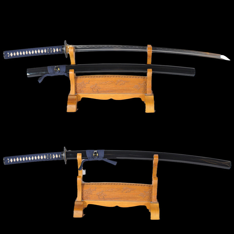Hand Forged Japanese Samurai Katana Sword Folded Steel Clay Tempered F 