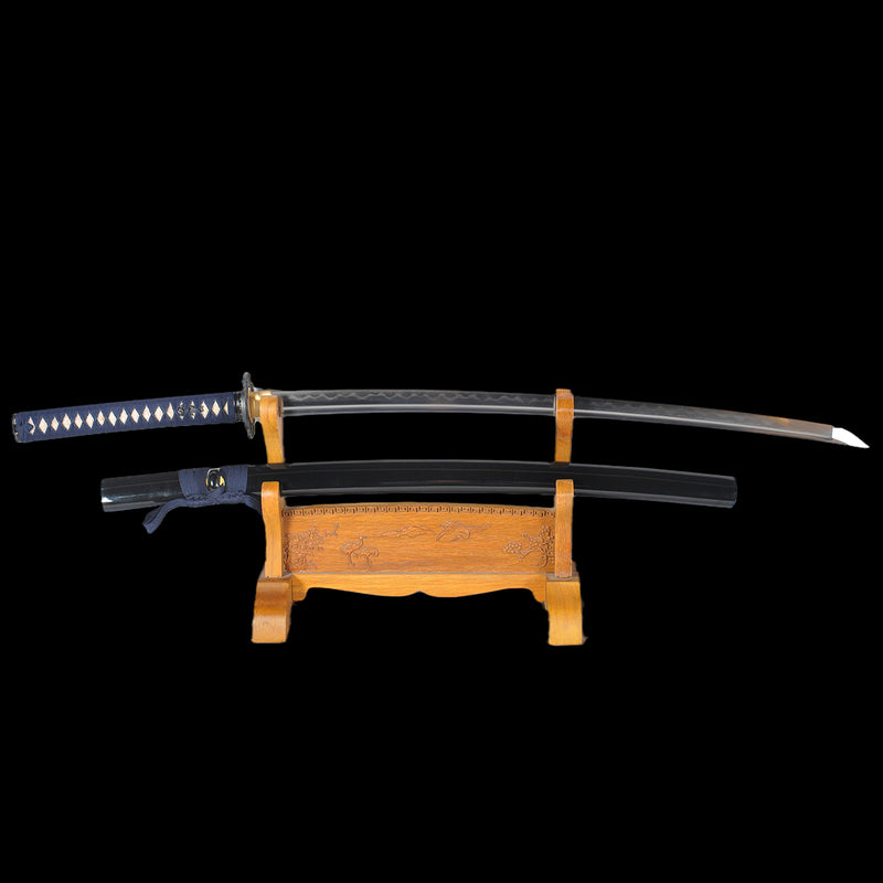 Hand Forged Japanese Samurai Katana Sword Folded Steel Clay Tempered F 