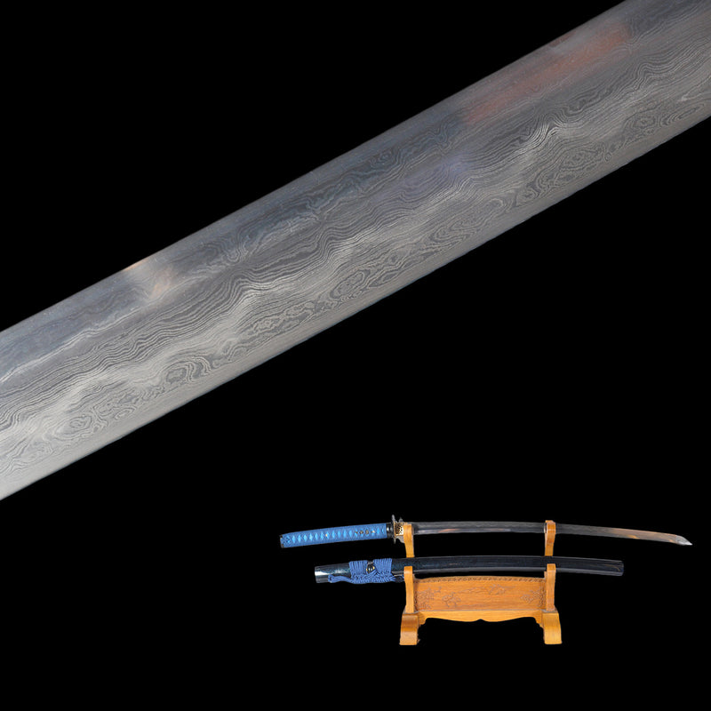 Hand Forged Japanese Samurai Katana Sword Folded Steel Clay Tempered F 
