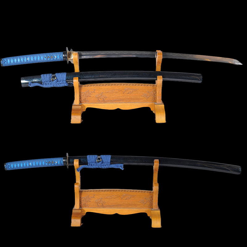 Hand Forged Japanese Samurai Katana Sword Folded Steel Clay Tempered F 