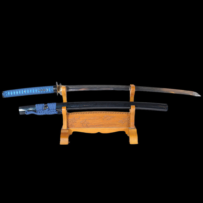 Hand Forged Japanese Samurai Katana Sword Folded Steel Clay Tempered F 