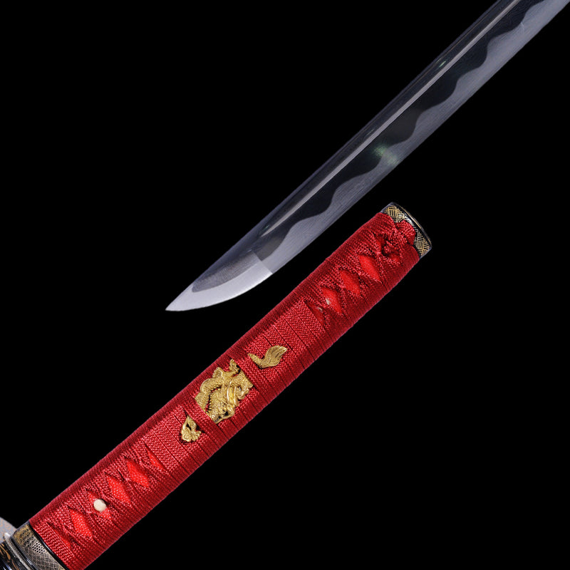 Hand Forged Japanese Samurai Katana Sword Folded Steel Iron Tsuba Fake 