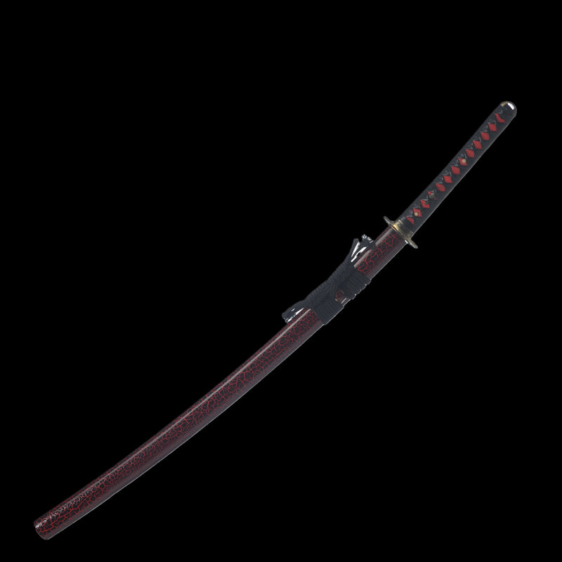 Hand Forged Japanese Samurai Katana Sword Folded Steel Maroon Blade Fu 