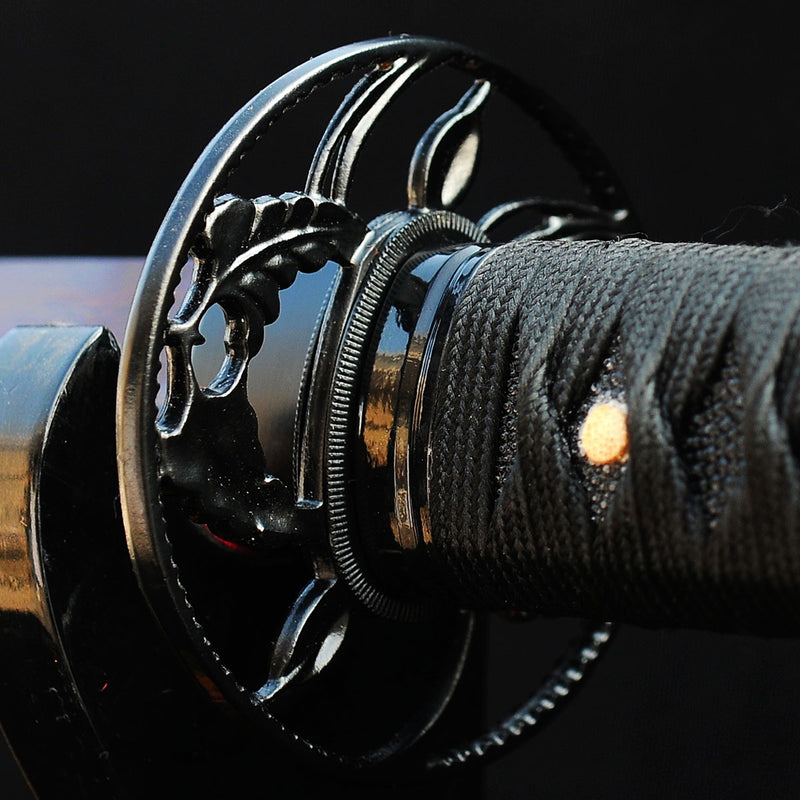 Handgeschmiedetes japanisches Samurai-Katana-Schwert gefaltete rötlich-schwarze Stahlklinge - COOLKATANA 