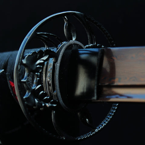 Hand Forged Japanese Samurai Katana Sword Folded Steel Reddish Black Blade-COOLKATANA-SL-204-U