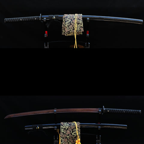 Hand Forged Japanese Samurai Katana Sword Folded Steel Reddish Black Blade-COOLKATANA-SL-204-U
