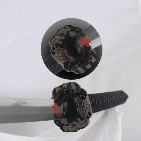 Hand Forged Japanese Samurai Katana Sword Hinoken Fire Theme Clay Tempered T10 Steel Hazuya Polished-COOLKATANA-SL-1298-U