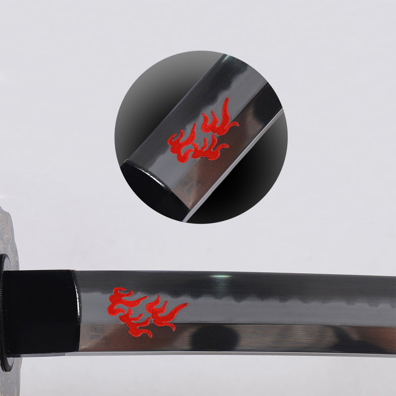 Hand Forged Japanese Samurai Katana Sword Hinoken Fire Theme Clay Temp 