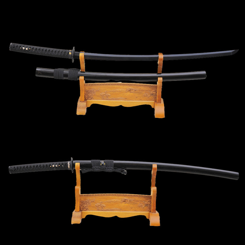 Hand Forged Japanese Samurai Katana Sword Honsanmai Clay Tempered Blac 