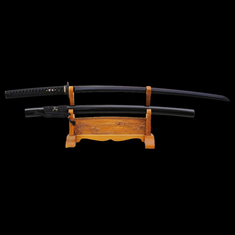 Hand Forged Japanese Samurai Katana Sword Honsanmai Clay Tempered Blac 