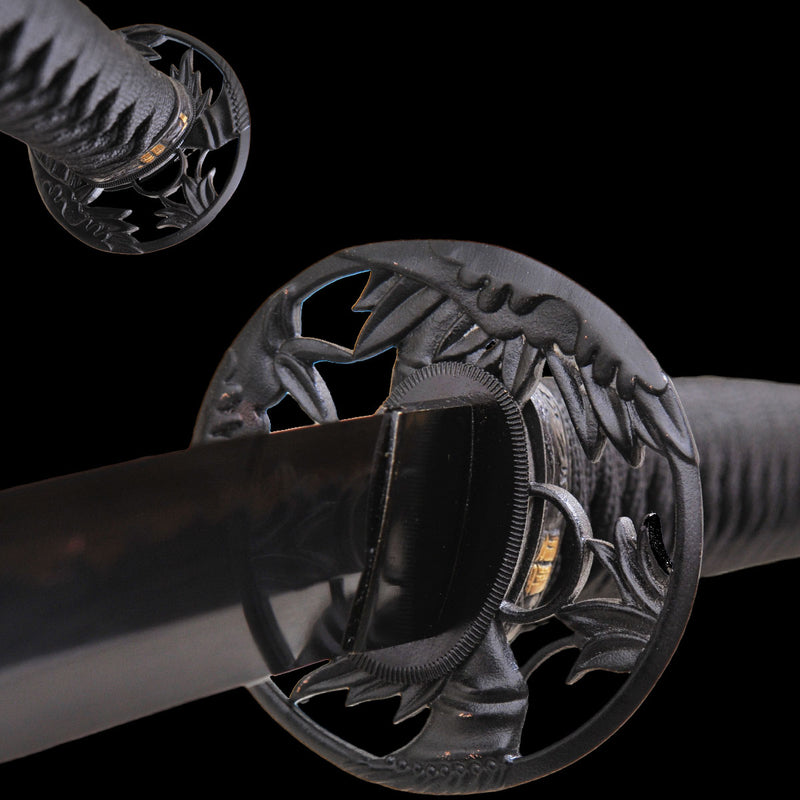 Hand Forged Japanese Samurai Katana Sword Honsanmai Clay Tempered Blac 
