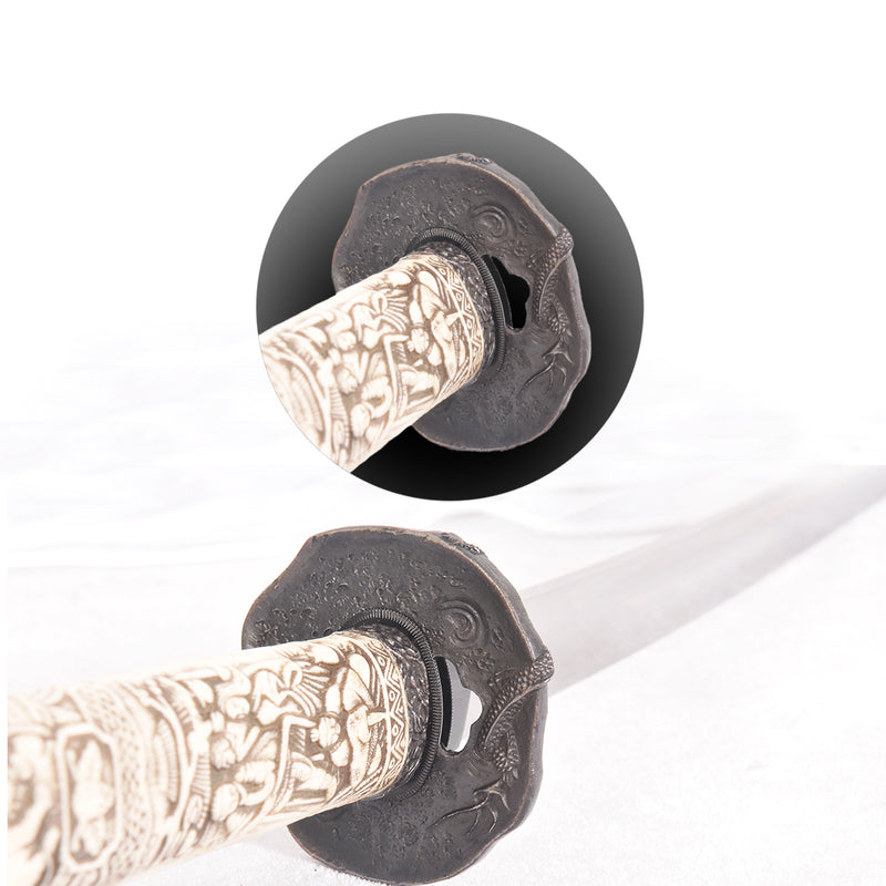 Hand Forged Japanese Samurai Katana Sword Honsanmai Clay Tempered Bone 
