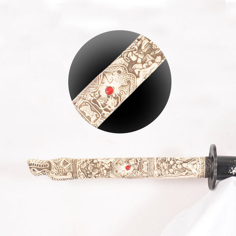 Hand Forged Japanese Samurai Katana Sword Honsanmai Clay Tempered Bone Tsuka Handle Full Tang-COOLKATANA-SL-1228-U