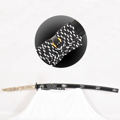 Hand Forged Japanese Samurai Katana Sword Honsanmai Clay Tempered Bone Tsuka Handle Full Tang-COOLKATANA-SL-1228-U