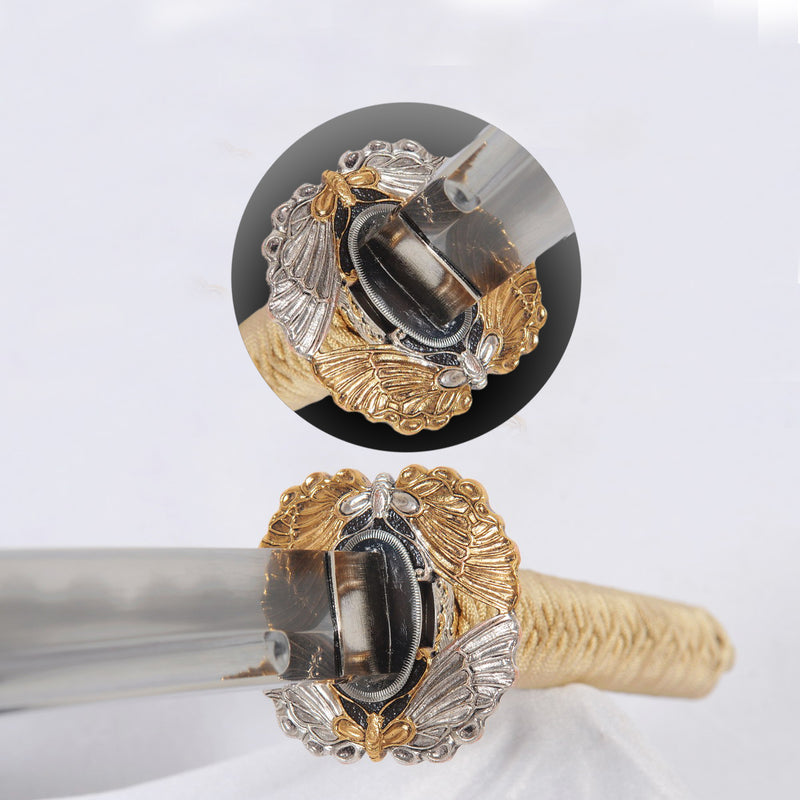 Handgeschmiedetes japanisches Samurai-Katana-Schwert Honsanmai Clay Tempered Hazuya Polish Rayskin Saya - COOLKATANA 