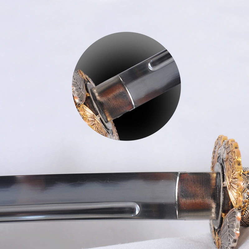 Handgeschmiedetes japanisches Samurai-Katana-Schwert Honsanmai Clay Tempered Hazuya Polish Rayskin Saya - COOLKATANA 