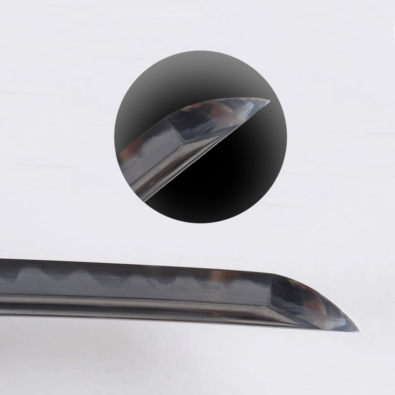 Handgeschmiedetes japanisches Samurai-Katana-Schwert Honsanmai Clay Tempered Hazuya Polish Rayskin Saya - COOLKATANA 