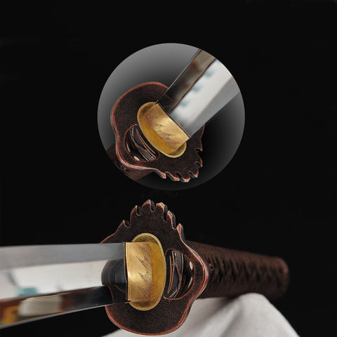Hand Forged Japanese Samurai Katana Sword Honsanmai Clay Tempered Hazuya Polish Skull Fitting-COOLKATANA-SL-1363-U