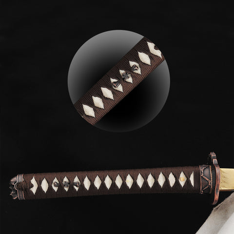 Hand Forged Japanese Samurai Katana Sword Honsanmai Clay Tempered Hazuya Polish Skull Fitting-COOLKATANA-SL-1363-U