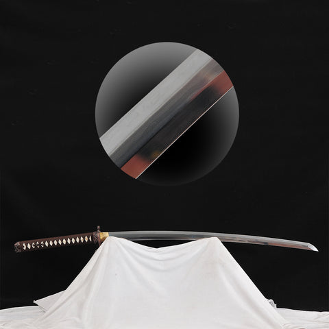 Hand Forged Japanese Samurai Katana Sword Honsanmai Clay Tempered Hazuya Polish Skull Fitting-COOLKATANA-SL-1363-U